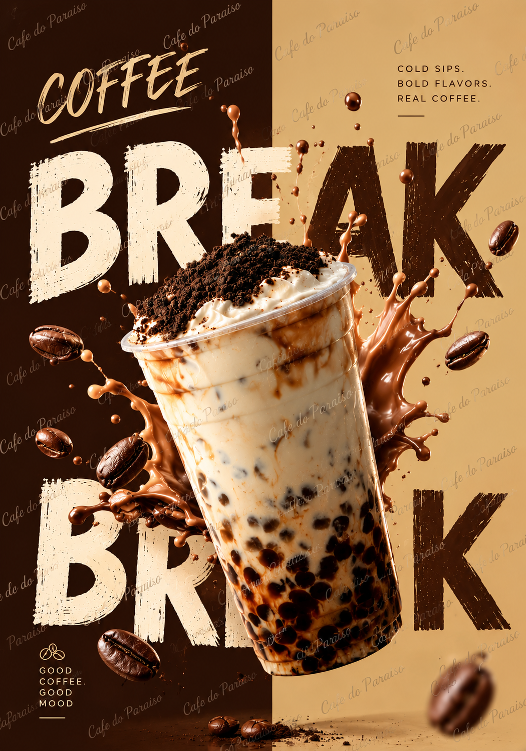 Coffee Break Poster: Bold Boba Coffee Wall Art