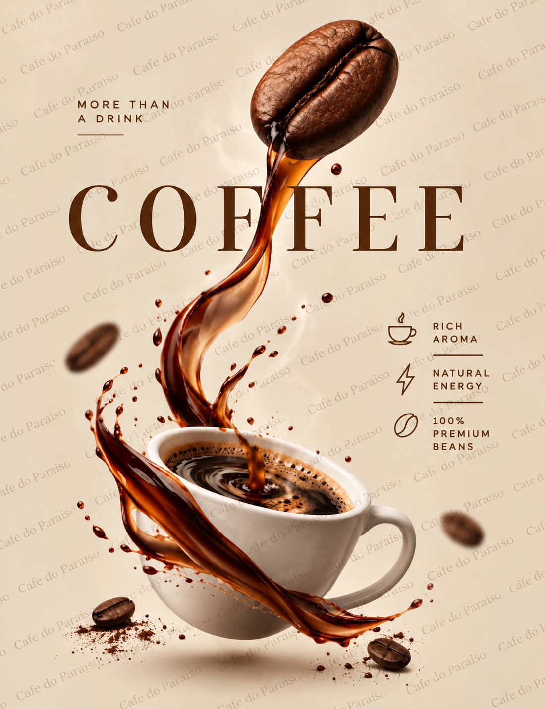 More Than a Drink Coffee Poster: Coffee Bean Pour Splash Wall Art
