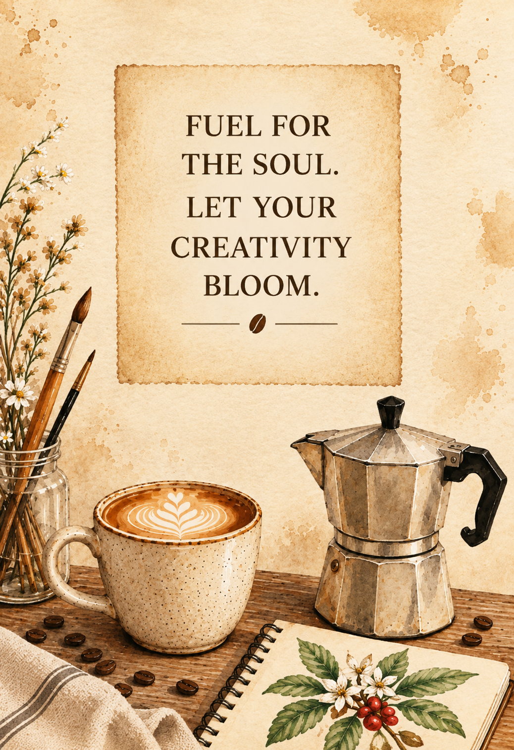Fuel for the Soul – Watercolor Coffee Art Poster