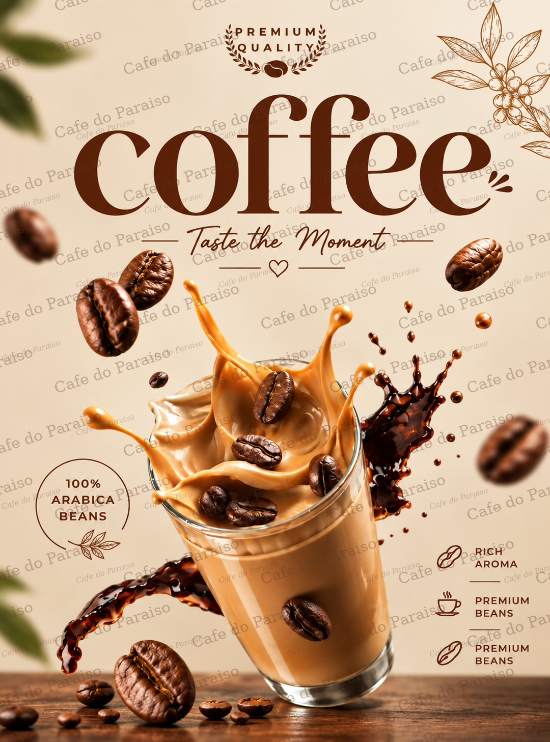Coffee Poster: Taste the Moment Iced Coffee Splash Wall Art