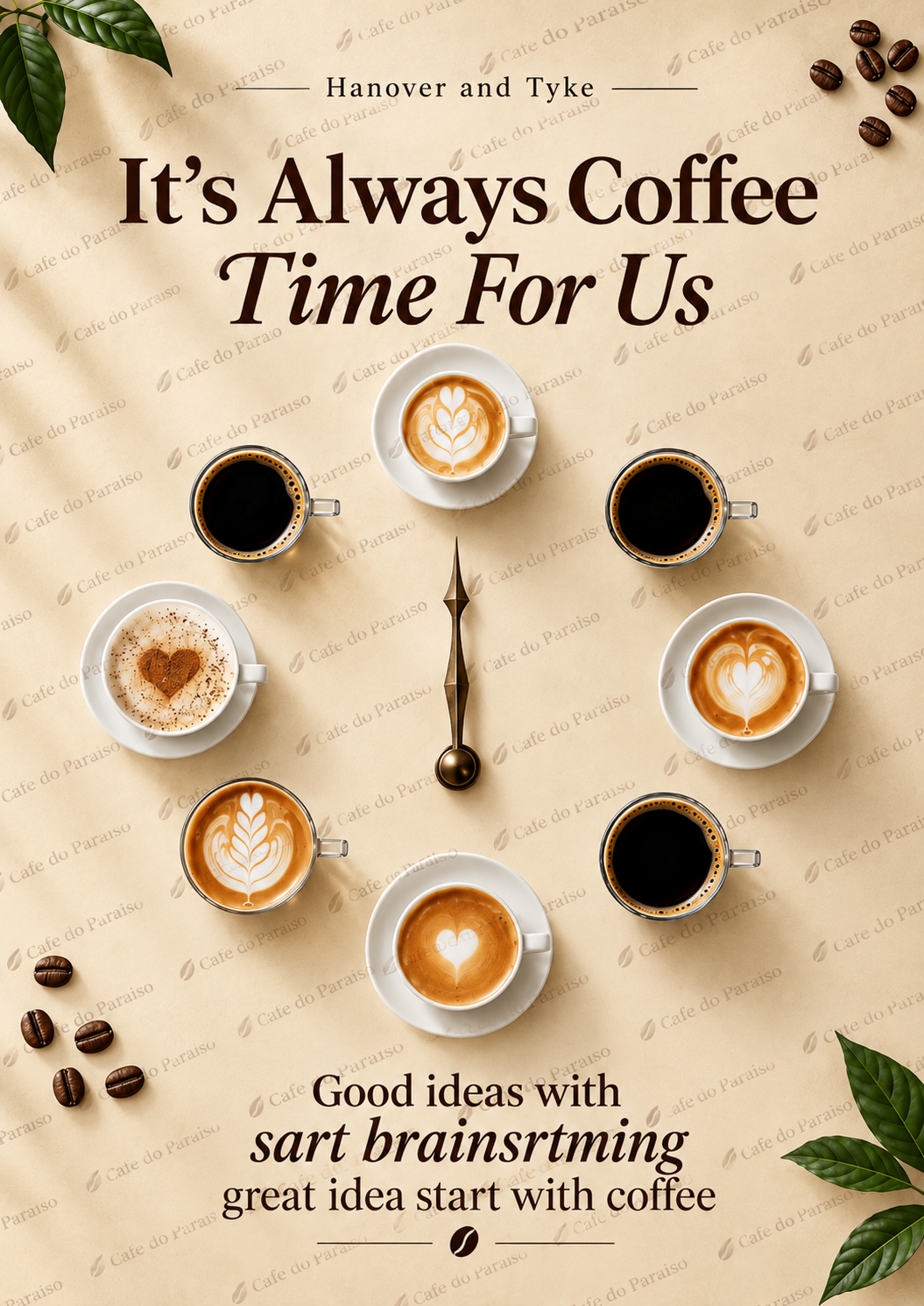 It’s Always Coffee Time For Us Poster: Coffee Cup Clock Wall Art